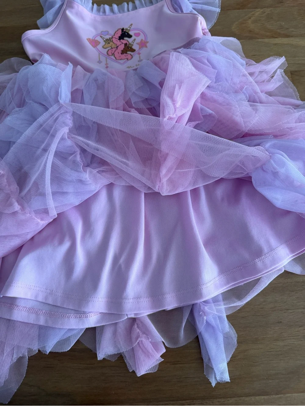 Girls Pink Unicorn Ruffle Tulle Dress Size 4T